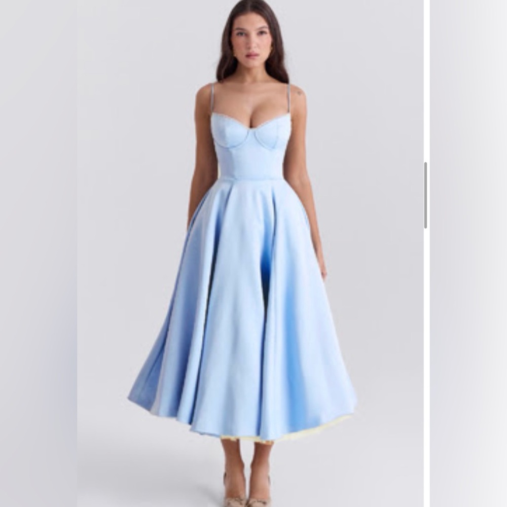 House Of CB mademoiselle bustier blue tulle midi dress